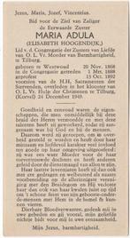 zr. Elisabeth Hoogendijk 1868 Westwoud + 1949 Tilburg, 81 jr, Verzamelen, Verzenden