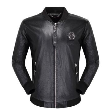 Philipp Plein Leren Leder Bomber Jas - Gloednieuw - Zwart -M beschikbaar voor biedingen