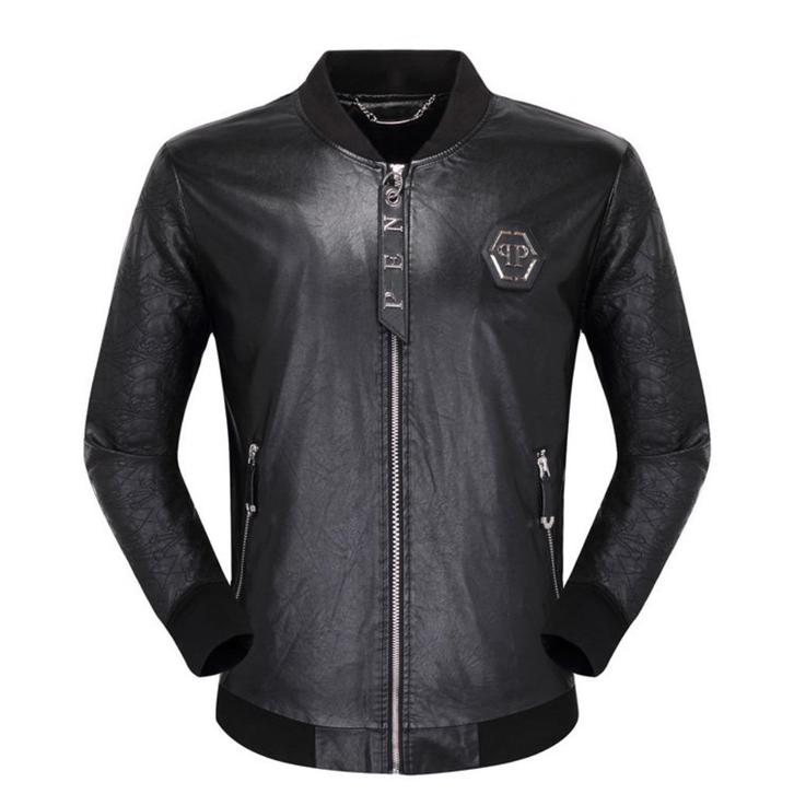 Philipp Plein Leren Leder Bomber Jas - Gloednieuw - Zwart -M, Kleding | Heren, Jassen | Zomer, Nieuw, Maat 48/50 (M), Zwart, Ophalen of Verzenden