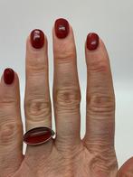 S108 Prachtige zilveren ring carneool (verstelbaar), Sieraden, Tassen en Uiterlijk, Antieke sieraden, Ophalen of Verzenden, Zilver