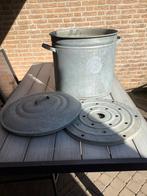 Ronde zinken waston met deksel, hoog 43 cm., Ophalen