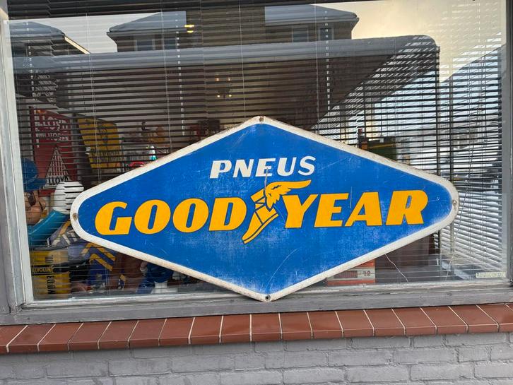 Groot Vintage Goodyear Pneus Reclamebord, Verzamelen, Merken en Reclamevoorwerpen, Gebruikt, Reclamebord, Ophalen