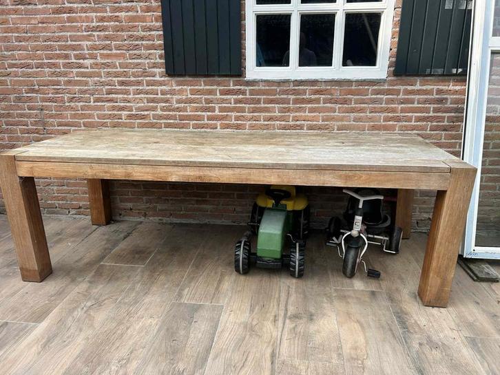 Robuuste Teakhouten Tuin Tafel, Huis en Inrichting, Tafels | Eettafels, Gebruikt, 50 tot 100 cm, 200 cm of meer, Rechthoekig, Ophalen