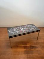Vintage salontafel met keramieken blad van Adri België, Huis en Inrichting, Ophalen, Gebruikt, 100 tot 150 cm, Vintage design, Mid Century Modern, Space Age, Brutalist