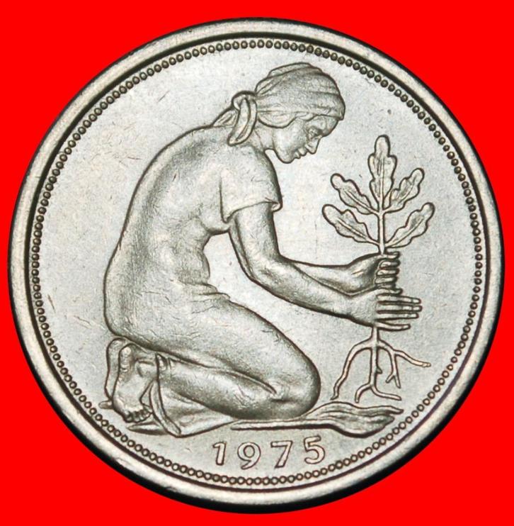 ⰆNOT COMMUNIST 1949-2001: GERMANY 50 PFENNIG 1975G DISCOVERY, Postzegels en Munten, Munten | Europa | Niet-Euromunten, Losse munt
