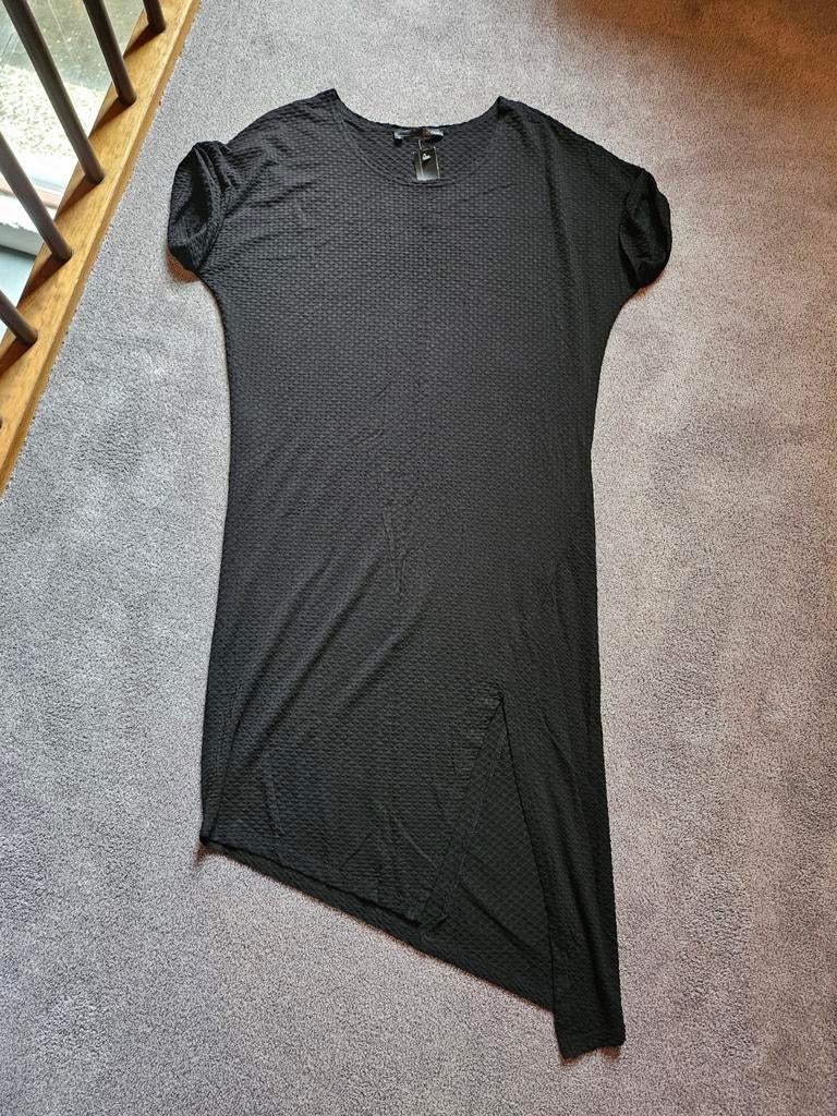 Zwarte bewerkte viscose jurk, Elsewhere, mt  S, ruimvallend, Verzenden, Zwart, Nieuw, Knielengte