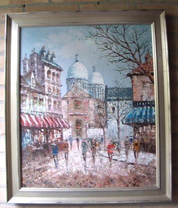 Burnett - Sacre Cour Montmartre Parijs - olieverf op doek beschikbaar voor biedingen