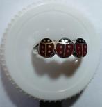 Kinder ring zilver 925 met 3 lieveheersbeestjes -Ringmaat 15, Ophalen of Verzenden, Dame, Zilver, Zilver