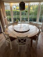 Grote ronde tafel met draaischijf, Huis en Inrichting, Complete eetkamers, Ophalen, Gebruikt, 8 stoelen of meer