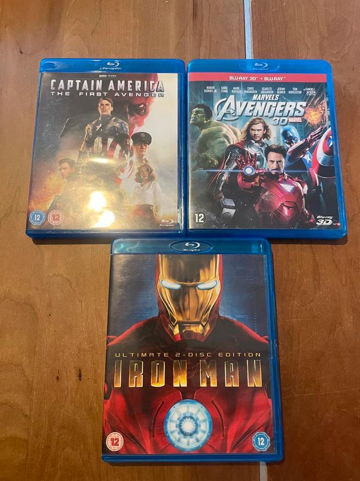 3 Marvel Iron Man Captain America First Avenger, Avengers 3D, Cd's en Dvd's, Blu-ray, Zo goed als nieuw, Actie, 3D, Ophalen of Verzenden