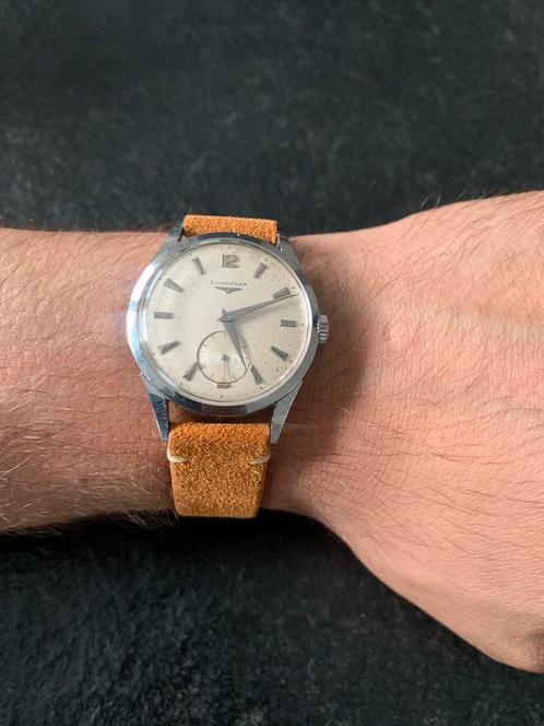Prachtige Longines ref. 6666 cal 16.68Z 35mm vintage 50s, Sieraden, Tassen en Uiterlijk, Horloges | Antiek, Longines, Staal, 1960 of later