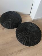 Vintage IKEA poef hocker design Ottoman zwart gevlochten, Huis en Inrichting, Banken | Voetenbanken en Poefen, Rond, Minder dan 50 cm
