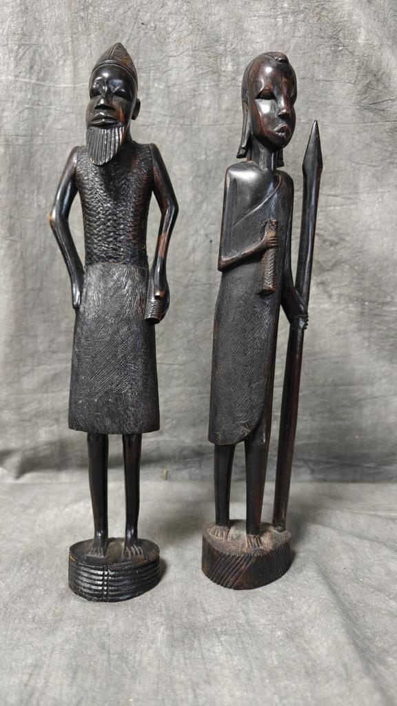 Houten Afrikaanse Beeldjes Set, Antiek en Kunst, Kunst | Niet-Westerse kunst, Ophalen of Verzenden