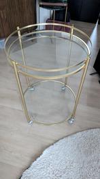 Gouden Serveer Trolley met Glas, Ophalen, Gebruikt