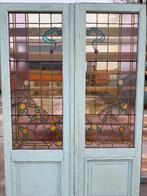 Set openslaande glas in lood deuren jugendstil 224x140cm., Ophalen