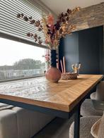 Mooie houten eettafel met metalen frame, Huis en Inrichting, Tafels | Eettafels, Ophalen, 100 tot 150 cm, Eikenhout, 50 tot 100 cm