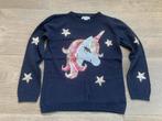 Trui 134 blauw unicorn, Ophalen of Verzenden, Gebruikt, Meisje, Trui of Vest