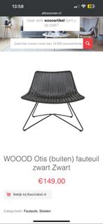 Woood Otis rieten stoel/fauteuil zwart zgan, Huis en Inrichting, Ophalen of Verzenden, Zo goed als nieuw, Zwart, Eén