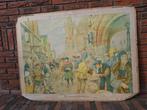 Originele grote antieke schoolplaat De middeleeuwen €8, Ophalen of Verzenden, Geschiedenis