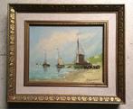 Vissersboten op het strand ca. 1960 - gesigneerd J.H. ......, Antiek en Kunst, Kunst | Schilderijen | Klassiek, Ophalen of Verzenden