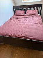Mooi houten bedframe en Matras, Huis en Inrichting, Slaapkamer | Bedden, Ophalen, Bruin, Tweepersoons, Zo goed als nieuw
