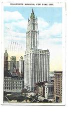 USA -New York -Woolworth Building -1921, Verzamelen, Ansichtkaarten | Buitenland, Gelopen, Buiten Europa, Voor 1920, Verzenden