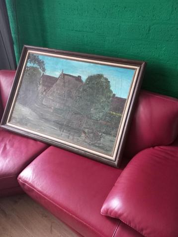 ''Friese Boerderij Leeuwarden ''groot schilderij op linnen beschikbaar voor biedingen