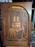 Het gouden altaar op een houten paneel, Antiek en Kunst, Antiek | Religie, Ophalen of Verzenden