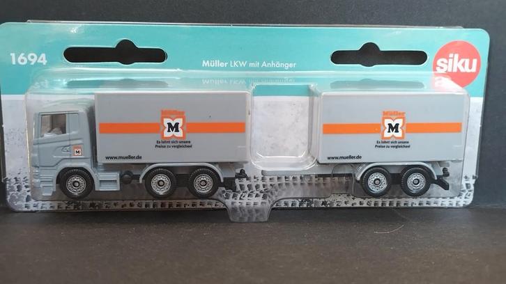 Scania Muller Drogisterijen Siku 1694  Pol, Hobby en Vrije tijd, Modelauto's | Overige schalen, Nieuw, Bus of Vrachtwagen, Verzenden