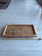 Houten dienblad/tray op blokjes - 65x30x9 cm, Gebruikt, Schaal, Ophalen of Verzenden, Rechthoekig