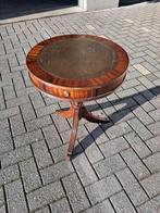 Antiek engels bijzettafeltje, blad met leder bekleed., Ophalen