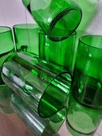 drinkglazen, gemaakt van flessenbodems (groen), Glas of Glazen, Nieuw, Ophalen of Verzenden, Glas