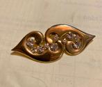 Vintage art deco jugendstil goudkleurig strass broche speld, Sieraden, Tassen en Uiterlijk, Broches, Overige materialen, 4 tot 7 cm