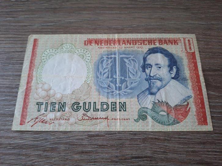 Misdruk / kleurvariant biljet 10 gulden De Groot, 1953, Postzegels en Munten, Bankbiljetten | Nederland, 10 gulden, Ophalen of Verzenden