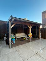 Mooie overkapping met heaters - zelf demonteren, Tuin en Terras, Zonneschermen, Ophalen, Gebruikt, Overige typen, 450 cm of meer