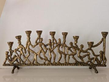 Menorah messing chanoeka kandelaar Jeruzalem  beschikbaar voor biedingen