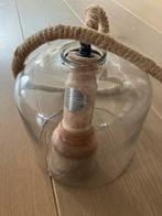 Riviera Maison glazen lamp met hout, Ophalen, Gebruikt, Glas, Minder dan 50 cm