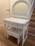 Witte kaptafel met spiegel, Huis en Inrichting, Tafels | Kaptafels, Overige materialen, 100 tot 150 cm, Zo goed als nieuw, 50 tot 100 cm