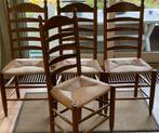 4 houten stoelen (met biezen), Huis en Inrichting, Stoelen, Ophalen, Gebruikt, Overige kleuren, Landelijk/country