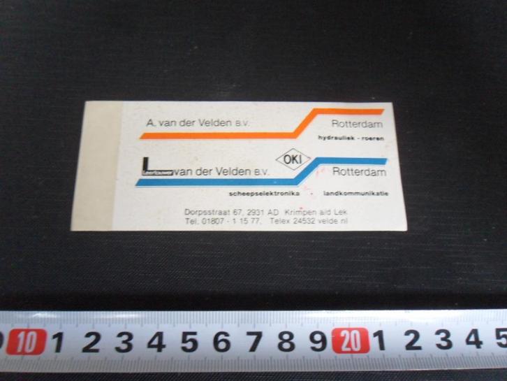 sticker Krimpen a/d Lek Rotterdam Van de Velden bv, Verzamelen, Stickers, Zo goed als nieuw, Bedrijf of Vereniging, Ophalen