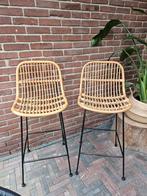2 rotan barkrukken, Huis en Inrichting, Barkrukken, 2 krukken, Ophalen, Gebruikt, Riet