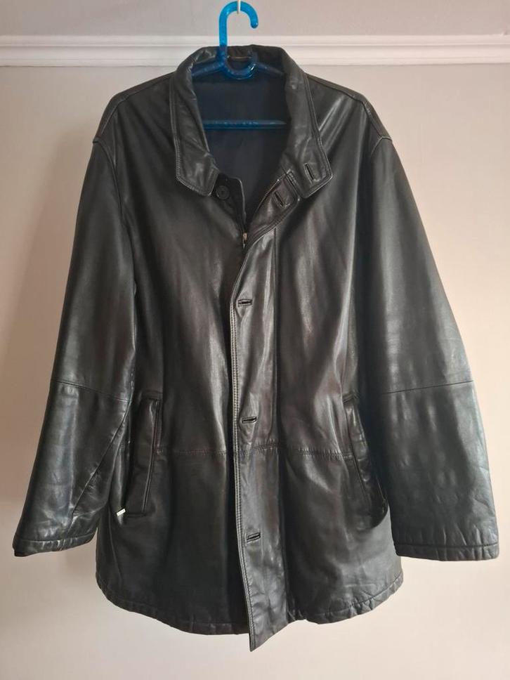 Versace leren jas - Zwart Maat 54, Kleding | Heren, Jassen | Zomer, Gedragen, Maat 52/54 (L), Zwart, Ophalen of Verzenden