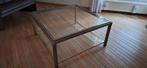 Glazen Salontafel met Messing Onderstel - Vierkant, Ophalen, Gebruikt, 50 tot 75 cm, Glas