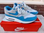 Nike Air Max 1 White - University Blue - Maat 44, Blauw, Nike, Ophalen of Verzenden, Sneakers of Gympen