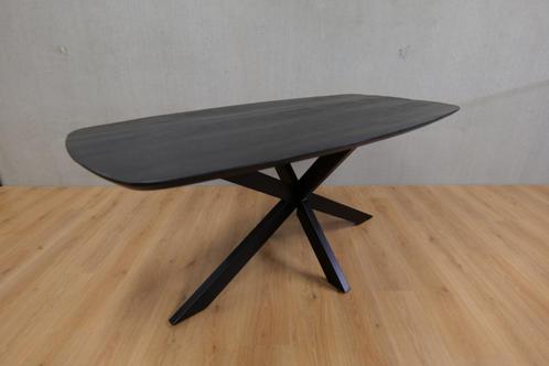Eettafel Deens ovaal mangohout naturel en zwart, Huis en Inrichting, Tafels | Eettafels, Nieuw, 50 tot 100 cm, 150 tot 200 cm