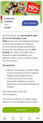Plus dagjes uit voucher t.w.v. 15 euro, Kortingskaart