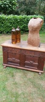 Antiek eiken kist, Minder dan 50 cm, Gebruikt, 50 tot 100 cm, Ophalen of Verzenden