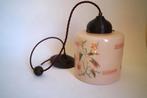 art deco hanglamp zalmroze glas bakeliet porselein bloem, Huis en Inrichting, Lampen | Hanglampen, Gebruikt, Ophalen of Verzenden
