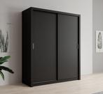 Kledingkast met schuifdeuren Zwart 180x62x215, Huis en Inrichting, Kasten | Kledingkasten, Kunststof, Verzenden, Met hangruimte
