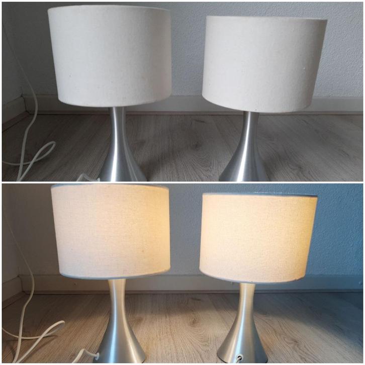 2 nacht- tafel lampen, Huis en Inrichting, Lampen | Tafellampen, Gebruikt, Minder dan 50 cm, Metaal, Stof, Ophalen